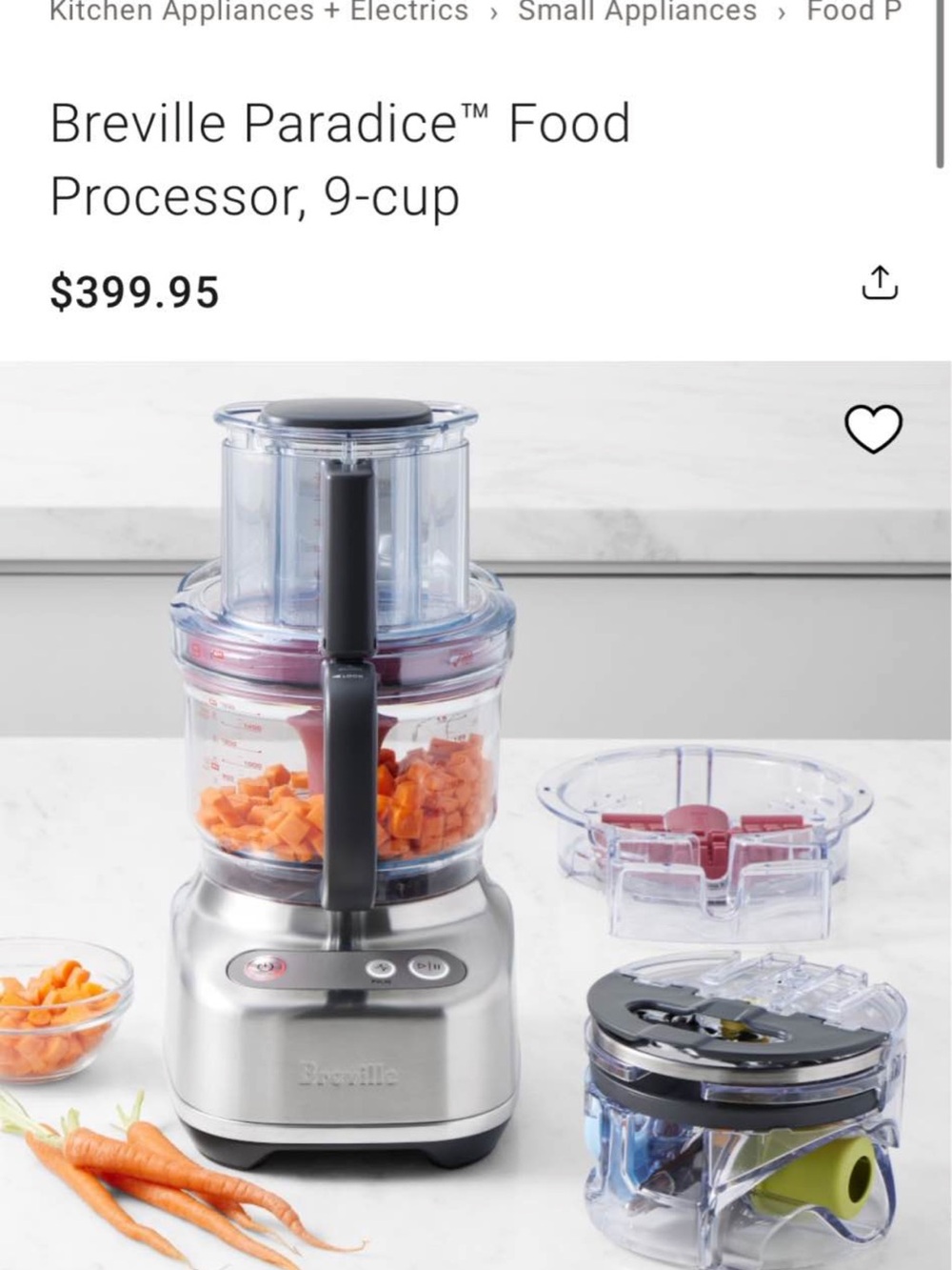Breville NWOT Paradice Food Processor, 9-cup New